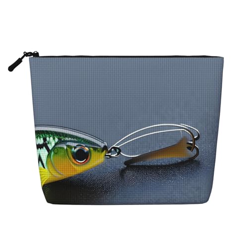 Kulturbeutel mit Fischköderaufdruck, Kosmetiktasche, große Kapazität, Reise-Make-up-Tasche für Damen, für den täglichen Gebrauch, Reisen, Schwarz , Einheitsgröße Kulturbeutel mit Fischköderaufdruck, Kosmetiktasche, große Kapazität, Reise-Make-up-Tasche für Damen, für den täglichen Gebrauch, Reisen, Schwarz , Einheitsgröße von XTYGETY