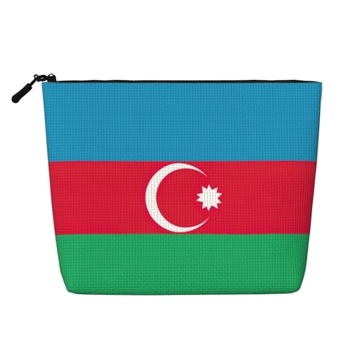 Kulturbeutel mit Flagge von Aserbaidschan bedruckt, Kosmetiktasche, große Kapazität, Reise-Make-up-Tasche für Damen, für den täglichen Gebrauch, Reisen, Schwarz , Einheitsgröße von XTYGETY