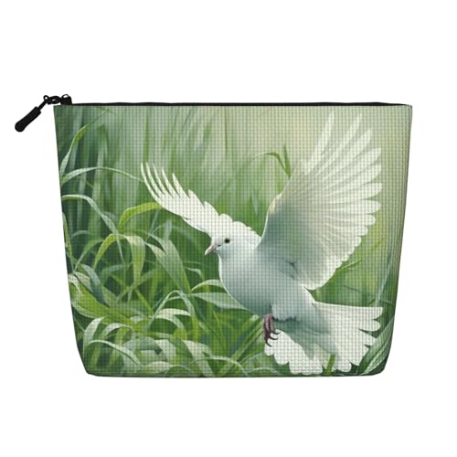 Kulturbeutel mit Gras- und Taubenmuster, Kosmetiktasche, große Kapazität, Reise-Make-up-Tasche für Damen, für den täglichen Gebrauch, Reisen, Schwarz , Einheitsgröße Kulturbeutel mit Gras- und Taubenmuster, Kosmetiktasche, große Kapazität, Reise-Make-up-Tasche für Damen, für den täglichen Gebrauch, Reisen, Schwarz , Einheitsgröße von XTYGETY