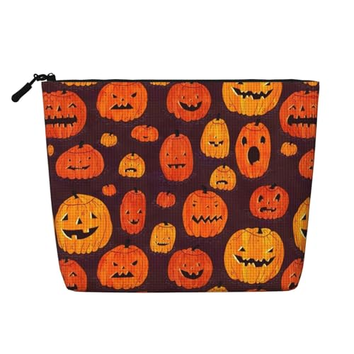 Kulturbeutel mit Halloween-Kürbis-Druck, Kosmetiktasche, große Kapazität, Reise-Make-up-Tasche für Damen, für den täglichen Gebrauch, Reisen, Schwarz , Einheitsgröße Kulturbeutel mit Halloween-Kürbis-Druck, Kosmetiktasche, große Kapazität, Reise-Make-up-Tasche für Damen, für den täglichen Gebrauch, Reisen, Schwarz , Einheitsgröße von XTYGETY