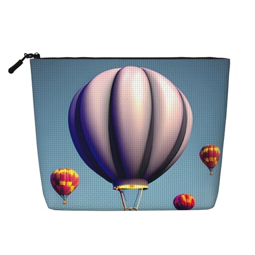 Kulturbeutel mit Heißluftballon-Druck, Kosmetiktasche, große Kapazität, Reise-Make-up-Tasche für Damen, für den täglichen Gebrauch, Reisen, Schwarz , Einheitsgröße von XTYGETY