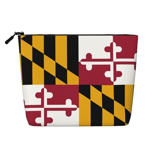 Kulturbeutel mit Maryland-Staatsflaggen-Druck, Kosmetiktasche, große Kapazität, Reise-Make-up-Tasche für Damen, für den täglichen Gebrauch, Reisen, Schwarz , Einheitsgröße von XTYGETY