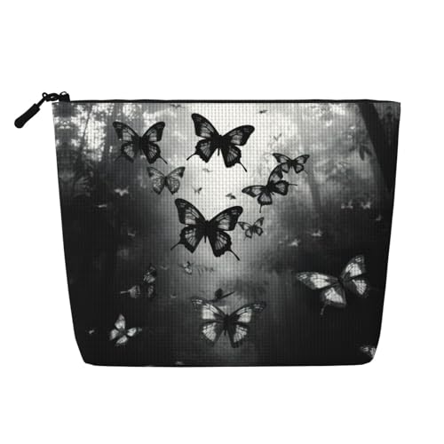 Kulturbeutel mit Schmetterlings-Aufdruck, große Kapazität, Reise-Make-up-Tasche für Damen, für den täglichen Gebrauch, Reisen, Schwarz , Einheitsgröße Kulturbeutel mit Schmetterlings-Aufdruck, große Kapazität, Reise-Make-up-Tasche für Damen, für den täglichen Gebrauch, Reisen, Schwarz , Einheitsgröße von XTYGETY