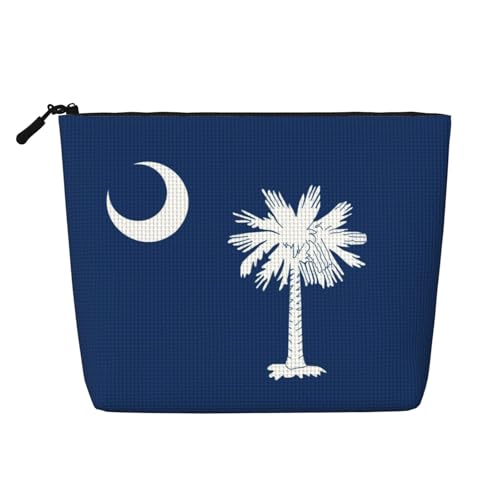 Kulturbeutel mit South Carolina Flaggenaufdruck, Kosmetiktasche, große Kapazität, Reise-Make-up-Tasche für Damen, für den täglichen Gebrauch, Reisen, Schwarz , Einheitsgröße Kulturbeutel mit South Carolina Flaggenaufdruck, Kosmetiktasche, große Kapazität, Reise-Make-up-Tasche für Damen, für den täglichen Gebrauch, Reisen, Schwarz , Einheitsgröße von XTYGETY