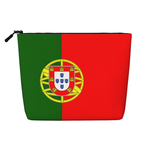Kulturbeutel mit portugiesischer Flagge, Kosmetiktasche, große Kapazität, Reise-Make-up-Tasche für Damen, für den täglichen Gebrauch und Reisen, Schwarz , Einheitsgröße von XTYGETY