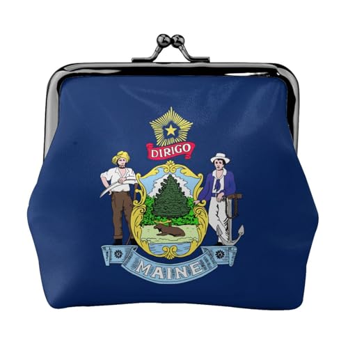 Maine State Flag Print Change Purse Women's Coin Purse Small Pouches with Kiss Lock,for Coins Cards Small Items von XTYGETY