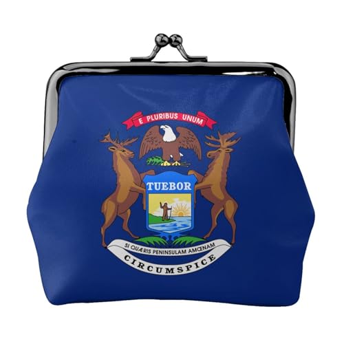 Michigan Geldbörse mit Staatsflaggen-Druck, Münzgeldbörse, kleine Taschen mit Kussschloss, für Münzen, Karten, kleine Gegenstände von XTYGETY