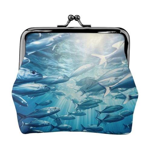 Münzgeldbörse mit Fischaufdruck, für Damen, kleine Beutel mit Kussschloss, für Münzen, Karten, kleine Gegenstände von XTYGETY