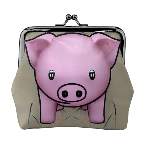 Münzgeldbörse mit Puderschwein-Aufdruck, kleine Beutel mit Kussschloss, für Münzen, Karten, kleine Gegenstände von XTYGETY