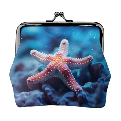 Münzgeldbörse mit Seestern-Motiv, für Damen, kleine Beutel mit Kussschloss, für Münzen, Karten, kleine Gegenstände von XTYGETY