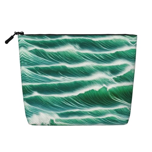 Ocean Green Wave Surf 01 Print Kulturbeutel Kosmetiktasche Große Kapazität Reise Make-up Tasche für Frauen für den täglichen Gebrauch Reisen, Schwarz , Einheitsgröße von XTYGETY