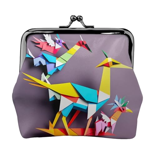 Origami, mehrfarbige Papierbastelkraniche, 1 Druck, Münzgeldbörse, kleine Beutel mit Kussschloss, für Münzen, Karten, kleine Gegenstände von XTYGETY