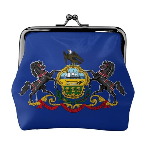 Pennsylvania Geldbörse mit Staatsflaggen-Druck, Münzgeldbörse, kleine Taschen mit Kussschloss, für Münzen, Karten, kleine Gegenstände von XTYGETY
