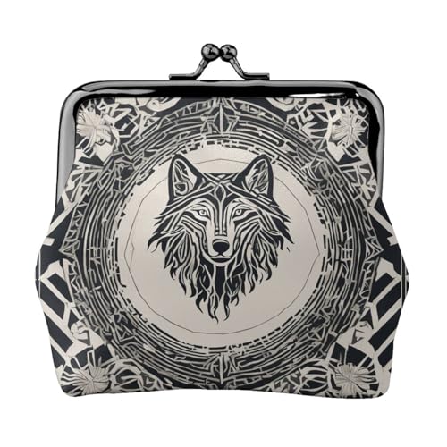 Wolf Motive Construct01 Print Kleingeldbörse Damen Münzbörse Kleine Beutel mit Kussschloss, für Münzen, Karten, Kleinigkeiten von XTYGETY