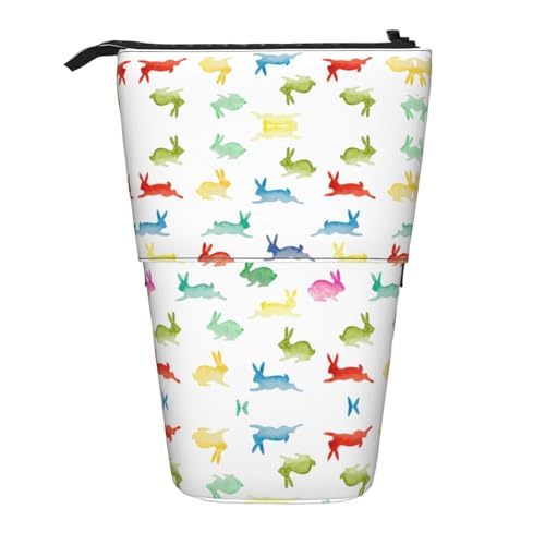 XTYGETY Rainbow Rabbit Oxford Cloth Pen Case Telescopic Pencil Case Pencil Box Bag Convenient Versatile von XTYGETY