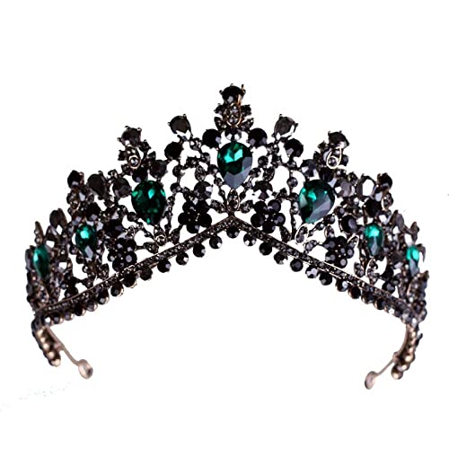 Diamant Tiara Barock Bronze Schwarz Grün Kristall Braut Tiara Krone Retro Strass Krone Braut Stirnband Hochzeit Haarschmuck von XTZYGLFD