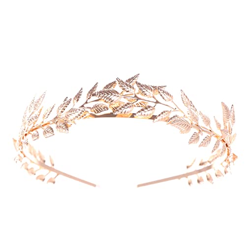 Haarnadel, modische Blattgold-Krone, Lorbeer-Tiara, griechisches Blatt-Kopfstück, Hochzeit, Tiara, Stirnband, Haarkrone, Braut-Haar-Accessoires (einfarbig weiß) von XTZYGLFD