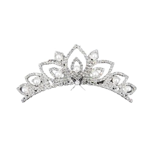 Haarnadel Haarschmuck Krone Tiaras für Frauen Braut Tiaras Prinzessin Krone für Frauen Mädchen Strass Perle Hochzeit Tiara Kamm Mode Haarschmuck von XTZYGLFD