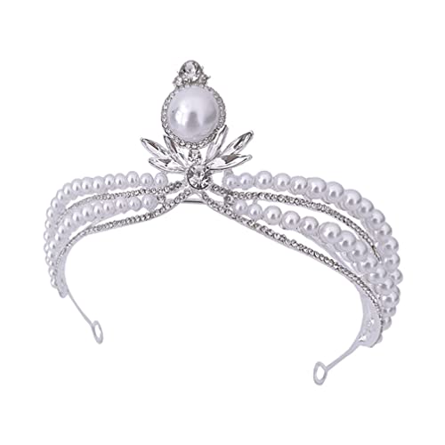 Haarnadel Hochzeit Krone Tiara Perle Strass eingelegte Krone Braut Tiara Prinzessin Krone Stirnband Haarschmuck für Bräute Hochzeit Geburtstag Party Silber von XTZYGLFD