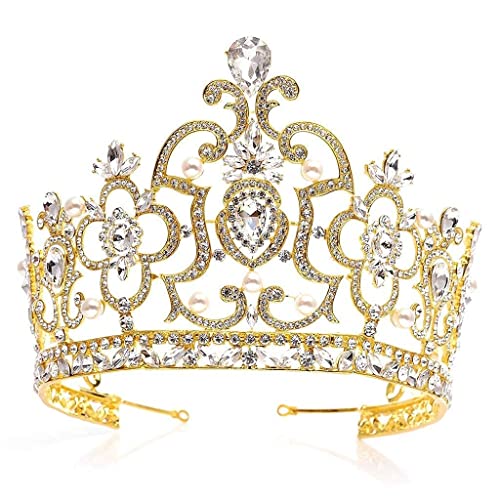 Haarnadel Krone Vintage Tiara Luxus Retro Stirnband Strass Haarschmuck Damen Mädchen Braut Prinzessin Geburtstag Hochzeit Festzug Party mit Kämmen (Farbe: XS) (Blau b) von XTZYGLFD