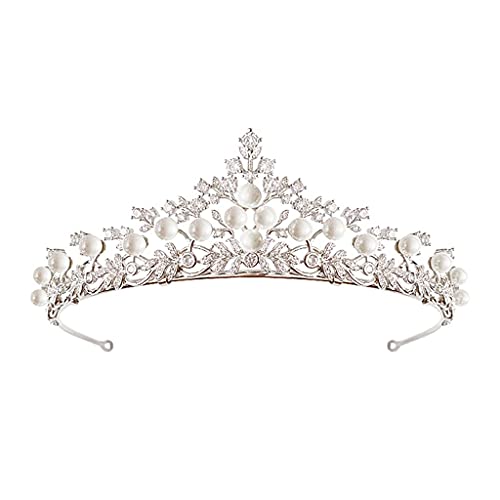 Haarnadel-Tiaras und Kronen, Perlen-Prinzessin, Festzug, Verlobung, Hochzeit, Haarschmuck für Brautschmuck, glänzende Krone von XTZYGLFD