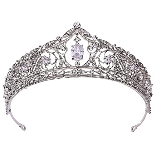 Handgefertigte, modische, silberne Kristallkronen, Brautkönigin, Tiara für Hochzeit, Party, Krone, Kopfschmuck, Hochzeit, Haarschmuck, Accessoires, Hochzeits-Stirnband (Silbergold) von XTZYGLFD