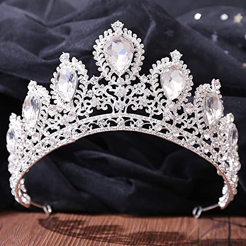 Handgefertigte barocke große Kristall-Braut-Diademe, Krone, Strass, Festzug, Königin, Prinzessin, Kopfschmuck, Hochzeit, Haarschmuck, Hochzeits-Stirnband von XTZYGLFD