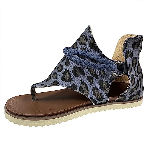 XTZYGLFD Almwerk Schuhe Damen Außenhandel Cross-Border Sommer Sandalen Denim Gürtelschnalle Farbe Kontrast Clip Toe Damenschuhe Sandalen Damenschuhe Sommer Elegant (Bow a Blue 8 UK) von XTZYGLFD