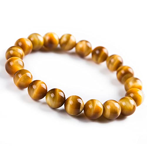 XTZYGLFD Natürliche goldgelbe Tigerauge-Perlen, 10 mm, 8 mm, 12 mm, geeignet für Damen- und Herren-Kristall-Armbänder von XTZYGLFD