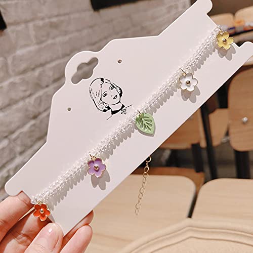 XTZYGLFD Perlenstrang-Halskette für Damen, Gänseblümchen-Perlen, kurze Damen-Halskette, Halsband, Geschenk (5) (Silber b) von XTZYGLFD