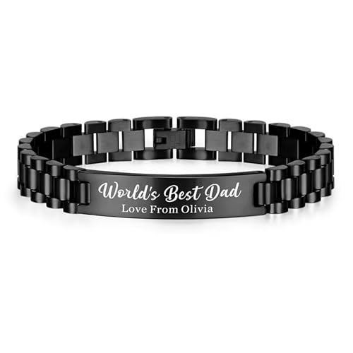 Armband Herren mit Gravur Edelstahl - Herren Armband mit Namen Panzerkette Silber Gold Schwarz Armkette Herren Personalisierte Geschenke Männer Weihnachten Hochzeitstag Geburtstag Valentinstag von XUANPAI
