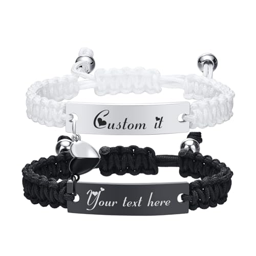Partnerarmbänder Pärchen Armband mit Gravur – Personalisierte Geschenke für Paare Freundschaftsarmband Magnetische Partner Armbänder mit Namen Liebesarmband für Geburtstage Jahrestage Weihnachten von XUANPAI