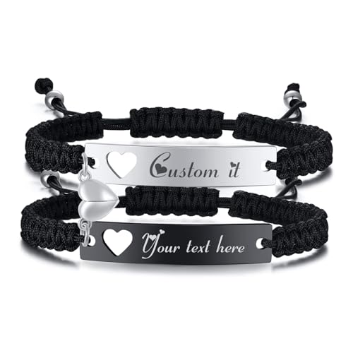 Partnerarmbänder Pärchen Armband mit Gravur – Personalisierte Geschenke für Paare Freundschaftsarmband Magnetische Partner Armbänder mit Namen Liebesarmband für Geburtstage Jahrestage Weihnachten von XUANPAI