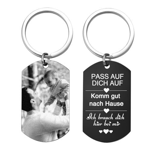 XUANPAI Schlüsselanhänger Personalisiert Foto Geschenk für Ihn - Personalisierter Schlüsselanhänger Freund Auto mit Gravur Bild Fotogeschenke für Männer Papa Partner Ehemann Bruder von XUANPAI