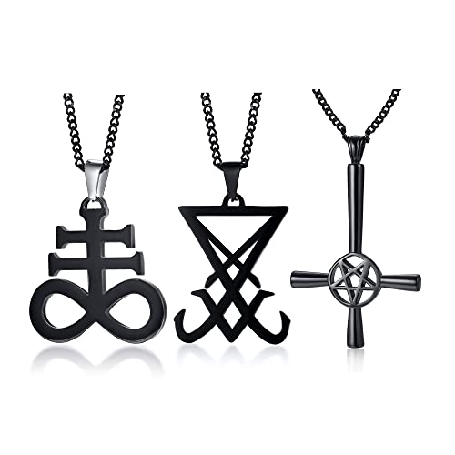 XUANPAI 3 Stück Satanismus Schmuck Leviathan Kreuz Halskette Siegel von Luzifer Umgekehrtes Kreuz Davidstern Halsketten Church of Satan Wiccan Amulett Schmuck für Männer Frauen,Schwarz XUANPAI 3 Stück Satanismus Schmuck Leviathan Kreuz Halskette Siegel von Luzifer Umgekehrtes Kreuz Davidstern Halsketten Church of Satan Wiccan Amulett Schmuck für Männer Frauen,Schwarz von XUANPAI