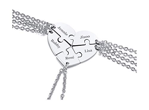 XUANPAI Angepasst Personalisierte 5 Stück Herzform Custom Gravierte Matching Relationship Puzzle Puzzle Halskette Stück Freundschaft Bester Freund BBF Anhänger für Unisex von XUANPAI