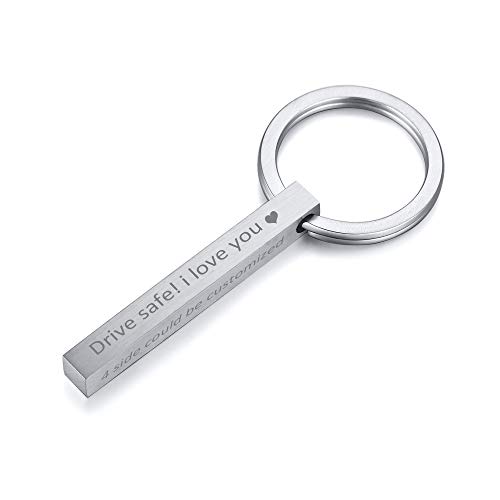 Angepasst Vertikale Schlüsselring - Quader Bar Schlüsselanhänger Edelstahl Mattes Finish Home Auto Home Auto Schlüsselring Valentinstag Geburtstag Geschenk für Männer Frauen von XUANPAI