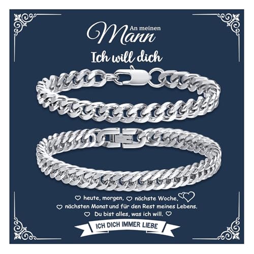 Armband Herren Geschenke für Männer - 2 Stücke Silber Herren Armband Edelstahl Panzerkette Armbänder Geburtstagsgeschenk für Freund Jahrestag Geschenk für Ihn Hochzeitstagsgeschenke für Ehemann Armband Herren Geschenke für Männer - 2 Stücke Silber Herren Armband Edelstahl Panzerkette Armbänder Geburtstagsgeschenk für Freund Jahrestag Geschenk für Ihn Hochzeitstagsgeschenke für Ehemann von XUANPAI