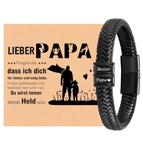 XUANPAI Armband Herren mit Gravur Bester Papa- Papa Geschenk Lederarmband Herren Papa Armbänder Männer Schmuck Geschenke für Papa Vater DAD Geburtstag Jahrestag Weihnachtstag XUANPAI Armband Herren mit Gravur Bester Papa- Papa Geschenk Lederarmband Herren Papa Armbänder Männer Schmuck Geschenke für Papa Vater DAD Geburtstag Jahrestag Weihnachtstag von XUANPAI