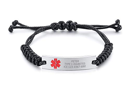 XUANPAI DNR(DO NOT RESUSCITATE) Geflochtenes Seil Emergency Medical Alert ID Identifikationsarmband für Frauen, Männer, Kinder, 4 bis 9 Zoll von XUANPAI