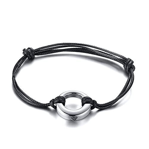 XUANPAI Denkmal Armband Urne für Asche Andenken Edelstahl Öffnungsbarer Runder Halter Feuerbestattung Medaillon Urne Armreifen Verstellbarer Schmuck für Unisex, Silber von XUANPAI