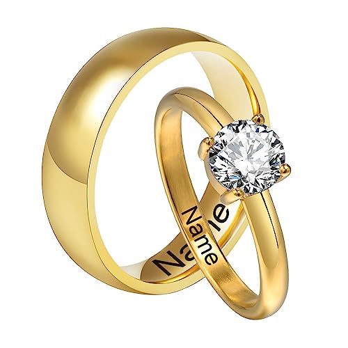 XUANPAI Paar Ringe mit Gravur, Personalisierte Hochzeitsring, Personalisiert Kundenspezifischer Ring Name Ring Freundschaftsringe Partnerringe Eheringe für Männer Frauen von XUANPAI