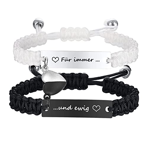 XUANPAI Pärchen Armband Magnetische Partnerarmbänder - Herz Edelstahl Paar Armbänder Für Immer...und ewig Personalisierte Gravur Armbänder fur Damen Herren von XUANPAI