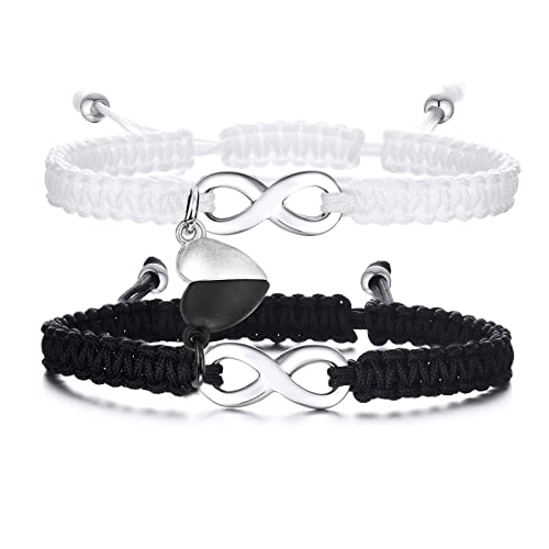 XUANPAI Pärchen Armband Magnetische Partnerarmbänder - Herz Edelstahl Her King His Queen Infinity Pinky Promise Paar Armbänder Personalisierte Gravur Armbänder fur Damen Herren von XUANPAI