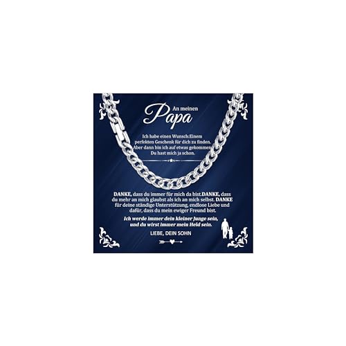 XUANPAI Sohn Geschenke Halskette Herren Silber - An meinen Sohn Kette Kubanische Edelstahl Ketten Hip-Hop Halskette für Männer Jungs Geburtstag Geschenk für Sohn 6mm 50cm (Papa-Sohn, 50cm-6MM) von XUANPAI