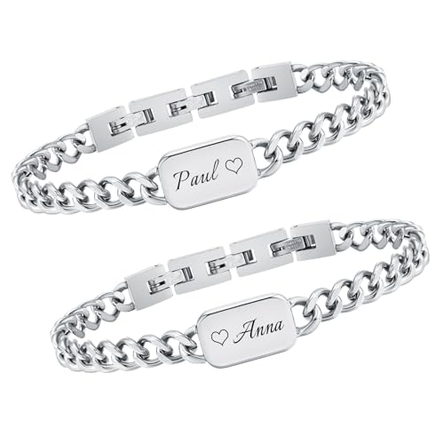 XUANPAI Partnerarmbänder mit Gravur - Partner Armbänder mit Namen Armbänder für Herren Damen Personalisierte Geschenke für Ihn Paar Armbänder Valentinstag Jahrestag Geburtstag Geschenk von XUANPAI