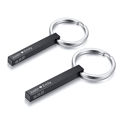 XUANPAI Personalisierte Maßgeschneiderte Vertikale Überzogene 4 Seitige Können Graviert Werden Edelstahl Minimalistischen Quader Bar Keychain Schlüsselanhänger Geschenk Unisex Schwarz 2 Stücke XUANPAI Personalisierte Maßgeschneiderte Vertikale Überzogene 4 Seitige Können Graviert Werden Edelstahl Minimalistischen Quader Bar Keychain Schlüsselanhänger Geschenk Unisex Schwarz 2 Stücke von XUANPAI