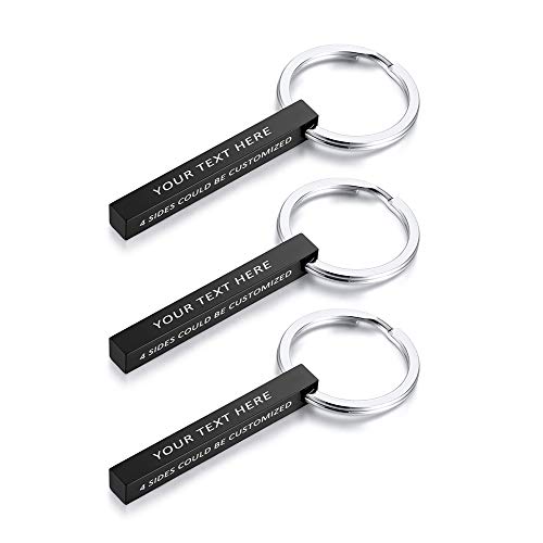 XUANPAI Personalisierte Maßgeschneiderte Vertikale Überzogene 4 Seitige Können Graviert Werden Edelstahl Minimalistischen Quader Bar Keychain Schlüsselanhänger Geschenk Unisex Schwarz 3 Stücke XUANPAI Personalisierte Maßgeschneiderte Vertikale Überzogene 4 Seitige Können Graviert Werden Edelstahl Minimalistischen Quader Bar Keychain Schlüsselanhänger Geschenk Unisex Schwarz 3 Stücke von XUANPAI