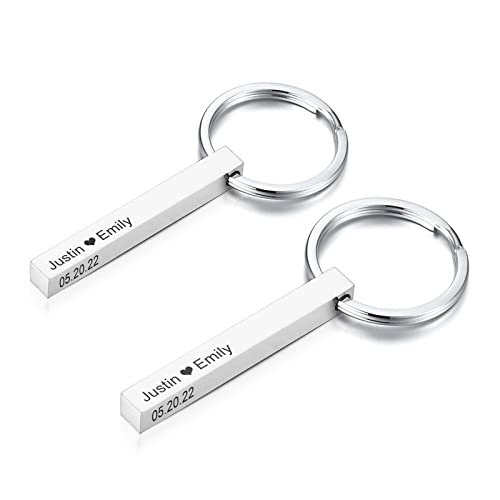 XUANPAI Personalisierte Maßgeschneiderte Vertikale Überzogene 4 Seitige Können Graviert Werden Edelstahl Minimalistischen Quader Bar Keychain Schlüsselanhänger Geschenk Unisex Silber 2 Stücke XUANPAI Personalisierte Maßgeschneiderte Vertikale Überzogene 4 Seitige Können Graviert Werden Edelstahl Minimalistischen Quader Bar Keychain Schlüsselanhänger Geschenk Unisex Silber 2 Stücke von XUANPAI