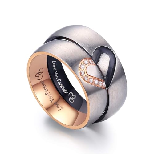 XUANPAI Personalisierte Paar Ringe mit Gravur - Edelstahl Cubic Zirkonia Hochzeitsring Promise Ring, Kundenspezifischer Name Ring Partnerringe Eheringe Freundschaftsringe für Damen Herren von XUANPAI